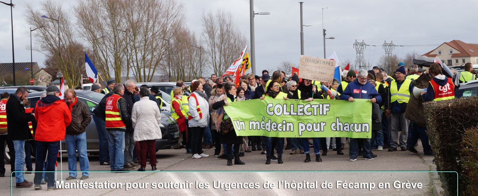 manifestation en soutient de la grève des urgences de l'hôpital de Fécamp le 02 Mars 2019